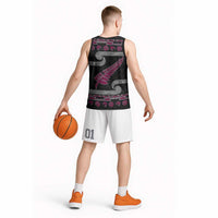 New Zealand Christmas Basketball Jersey Meri Kirihimete Silver Fern Knit Style Pink Color LT03 - Polynesian Pride