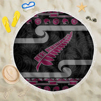 New Zealand Christmas Beach Blanket Meri Kirihimete Silver Fern Knit Style Pink Color - Polynesian Pride