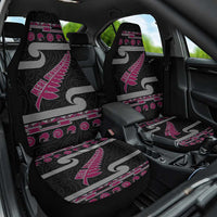 New Zealand Christmas Car Seat Cover Meri Kirihimete Silver Fern Knit Style Pink Color LT03 One Size Pink - Polynesian Pride