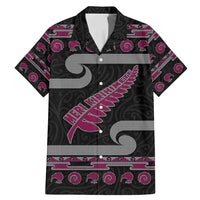New Zealand Christmas Family Matching Mermaid Dress and Hawaiian Shirt Meri Kirihimete Silver Fern Knit Style Pink Color - Polynesian Pride