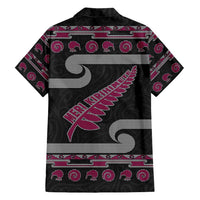 New Zealand Christmas Family Matching Tank Maxi Dress and Hawaiian Shirt Meri Kirihimete Silver Fern Knit Style Pink Color - Polynesian Pride