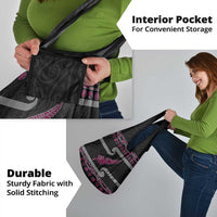 New Zealand Christmas Grocery Bag Meri Kirihimete Silver Fern Knit Style Pink Color - Polynesian Pride