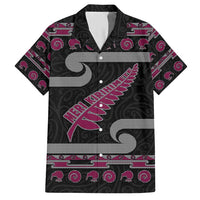 New Zealand Christmas Hawaiian Shirt Meri Kirihimete Silver Fern Knit Style Pink Color - Polynesian Pride