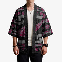 New Zealand Christmas Kimono Meri Kirihimete Silver Fern Knit Style Pink Color - Polynesian Pride