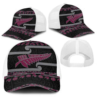New Zealand Christmas Mesh Trucker Cap Meri Kirihimete Silver Fern Knit Style Pink Color LT03 - Polynesian Pride