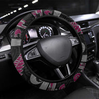 New Zealand Christmas Steering Wheel Cover Meri Kirihimete Silver Fern Knit Style Pink Color - Polynesian Pride