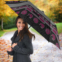 New Zealand Christmas Umbrella Meri Kirihimete Silver Fern Knit Style Pink Color - Polynesian Pride
