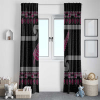 New Zealand Christmas Window Curtain Meri Kirihimete Silver Fern Knit Style Pink Color - Polynesian Pride