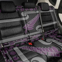 New Zealand Christmas Back Car Seat Cover Meri Kirihimete Silver Fern Knit Style Purple Color - Polynesian Pride