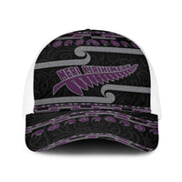 New Zealand Christmas Baseball Net Cap Meri Kirihimete Silver Fern Knit Style Purple Color - Polynesian Pride