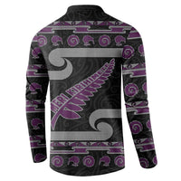New Zealand Christmas Button Sweatshirt Meri Kirihimete Silver Fern Knit Style Purple Color LT03 - Polynesian Pride