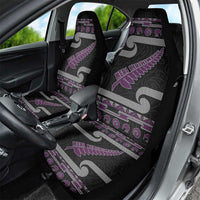 New Zealand Christmas Car Seat Cover Meri Kirihimete Silver Fern Knit Style Purple Color LT03 - Polynesian Pride