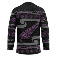 New Zealand Christmas Hockey Jersey Meri Kirihimete Silver Fern Knit Style Purple Color LT03 - Polynesian Pride
