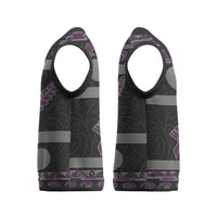 New Zealand Christmas Knitted V-Neck Vest Meri Kirihimete Silver Fern Knit Style Purple Color - Polynesian Pride