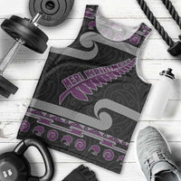 New Zealand Christmas Men Tank Top Meri Kirihimete Silver Fern Knit Style Purple Color LT03 - Polynesian Pride