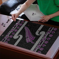 New Zealand Christmas Puzzle Meri Kirihimete Silver Fern Knit Style Purple Color - Polynesian Pride