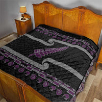 New Zealand Christmas Quilt Meri Kirihimete Silver Fern Knit Style Purple Color - Polynesian Pride