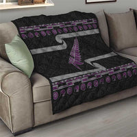 New Zealand Christmas Quilt Meri Kirihimete Silver Fern Knit Style Purple Color - Polynesian Pride