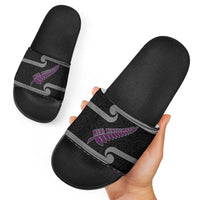 New Zealand Christmas Slide Sandals Meri Kirihimete Silver Fern Knit Style Purple Color - Polynesian Pride