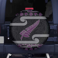 New Zealand Christmas Spare Tire Cover Meri Kirihimete Silver Fern Knit Style Purple Color - Polynesian Pride