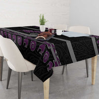 New Zealand Christmas Tablecloth Meri Kirihimete Silver Fern Knit Style Purple Color - Polynesian Pride
