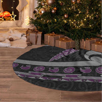 New Zealand Christmas Tree Skirt Meri Kirihimete Silver Fern Knit Style Purple Color - Polynesian Pride