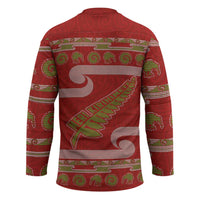 New Zealand Christmas Hockey Jersey Meri Kirihimete Silver Fern Knit Style Green Color LT03 - Polynesian Pride