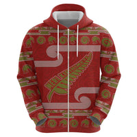 New Zealand Christmas Hoodie Meri Kirihimete Silver Fern Knit Style Green Color LT03 - Polynesian Pride