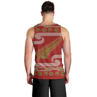 New Zealand Christmas Men Tank Top Meri Kirihimete Silver Fern Knit Style Green Color LT03 - Polynesian Pride