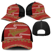 New Zealand Christmas Mesh Trucker Cap Meri Kirihimete Silver Fern Knit Style Green Color - Polynesian Pride