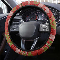 New Zealand Christmas Steering Wheel Cover Meri Kirihimete Silver Fern Knit Style Green Color - Polynesian Pride