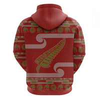 New Zealand Christmas Zip Hoodie Meri Kirihimete Silver Fern Knit Style Green Color LT03 - Polynesian Pride