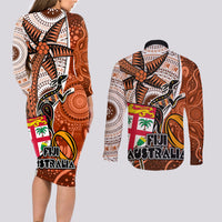 fiji-australia-rugby-couples-matching-long-sleeve-bodycon-dress-and-long-sleeve-button-shirts-kangaroo-and-palm-tree-orange-tapa-pattern-mix-aboriginal