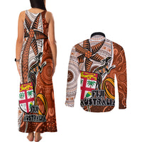 fiji-australia-rugby-couples-matching-tank-maxi-dress-and-long-sleeve-button-shirts-kangaroo-and-palm-tree-orange-tapa-pattern-mix-aboriginal