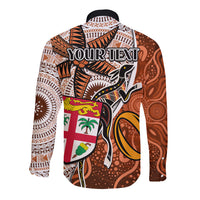 personalised-fiji-australia-rugby-long-sleeve-button-shirt-kangaroo-and-palm-tree-orange-tapa-pattern-mix-aboriginal