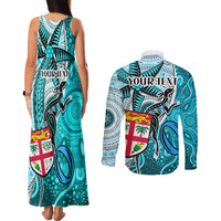 personalised-fiji-australia-rugby-couples-matching-tank-maxi-dress-and-long-sleeve-button-shirts-kangaroo-and-palm-tree-blue-tapa-pattern-mix-aboriginal