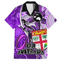 fiji-australia-rugby-family-matching-off-shoulder-long-sleeve-dress-and-hawaiian-shirt-kangaroo-and-palm-tree-purple-tapa-pattern-mix-aboriginal