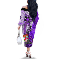 fiji-australia-rugby-family-matching-off-shoulder-long-sleeve-dress-and-hawaiian-shirt-kangaroo-and-palm-tree-purple-tapa-pattern-mix-aboriginal