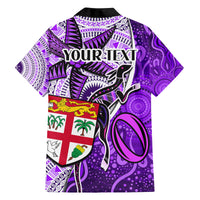 personalised-fiji-australia-rugby-family-matching-long-sleeve-bodycon-dress-and-hawaiian-shirt-kangaroo-and-palm-tree-purple-tapa-pattern-mix-aboriginal