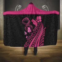 Breast Cancer Awareness Hooded Blanket Think Pink Polynesian Ribbon and Butterfly