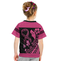 Breast Cancer Awareness Kid T Shirt Think Pink Polynesian Ribbon and Butterfly