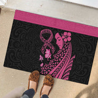 Breast Cancer Awareness Rubber Doormat Think Pink Polynesian Ribbon and Butterfly