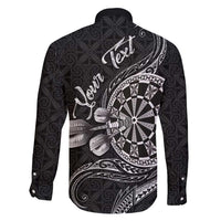 Personalised Niue Darts Masters Family Matching Long Sleeve Bodycon Dress and Hawaiian Shirt Tribal Hiapo Dartboard - Polynesian Pride