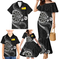 Personalised Niue Darts Masters Family Matching Mermaid Dress and Hawaiian Shirt Tribal Hiapo Dartboard - Polynesian Pride