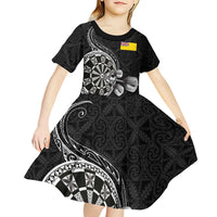 Personalised Niue Darts Masters Kid Short Sleeve Dress Tribal Hiapo Dartboard - Polynesian Pride