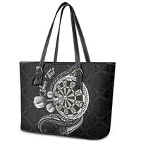 Personalised Niue Darts Masters Leather Tote Bag Tribal Hiapo Dartboard - Polynesian Pride