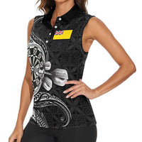 Personalised Niue Darts Masters Women Sleeveless Polo Shirt Tribal Hiapo Dartboard - Polynesian Pride