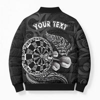 Personalised New Zealand Aotearoa Darts Masters Bomber Puffer Jacket Tribal Silver Fern and Ta Moko Dartboard - Polynesian Pride