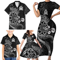 Personalised New Zealand Aotearoa Darts Masters Family Matching Short Sleeve Bodycon Dress and Hawaiian Shirt Tribal Silver Fern and Ta Moko Dartboard - Polynesian Pride
