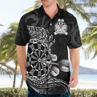 Personalised New Zealand Aotearoa Darts Masters Hawaiian Shirt Tribal Silver Fern and Ta Moko Dartboard - Polynesian Pride